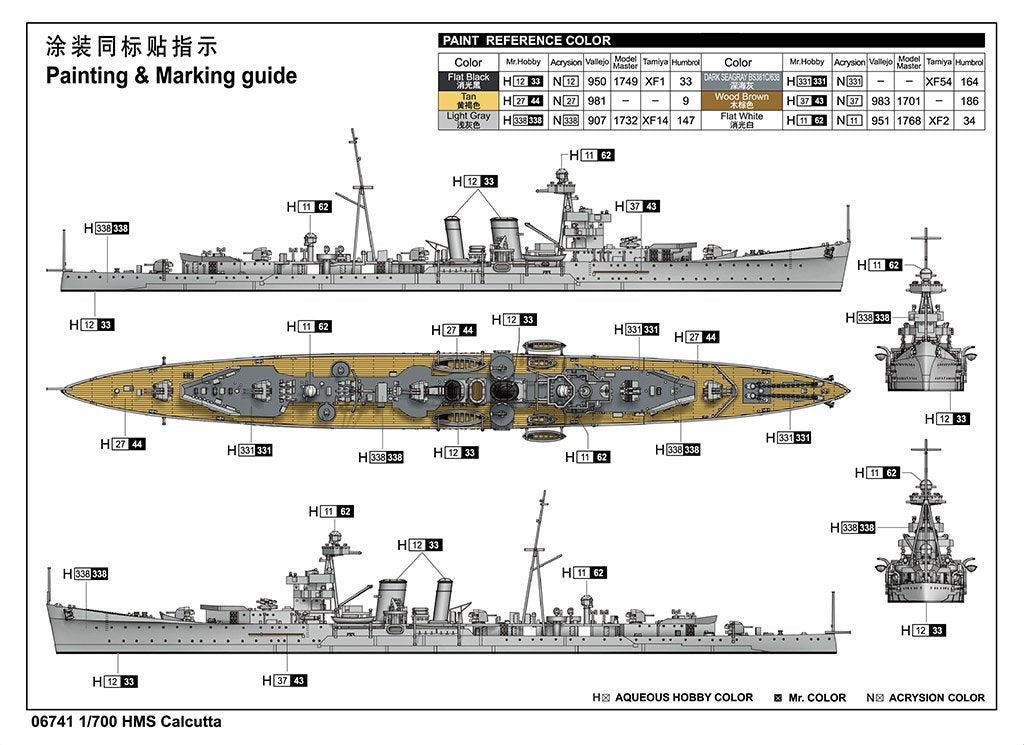 Trumpeter 06741 HMS Calcutta croiseur léger 1/700 – image 4