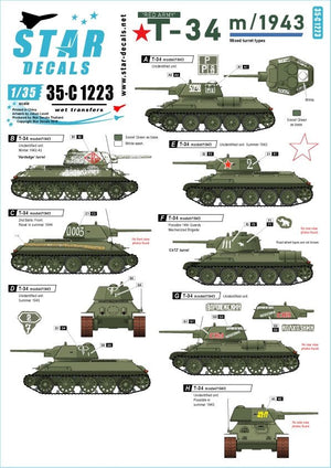Star Decals 35-C1223 T-34 de l&amp;#39;Armée rouge m/1943 1/35