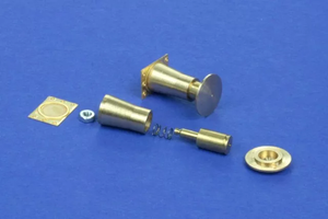 RB Model 35A08 Railroad round buffer turned and photo etch brass kit set contains two buffers 1/35 – zdjęcie 2