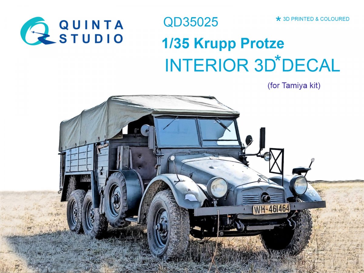 Intérieur imprimé en 3D et coloré sur papier décalcomanie Quinta Studio QD35025 Krupp Protze (pour maquette Tamiya) 1/35