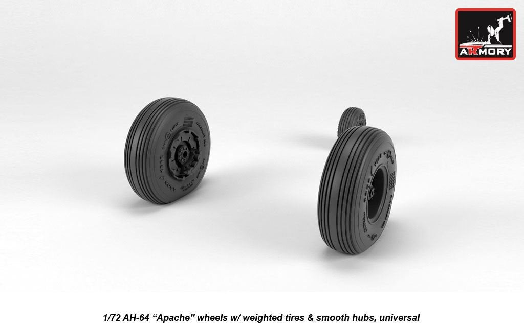 Armory Models AW72335 AH-64 Apache wheels w/ weighted tires, smooth hubs 1/72 – zdjęcie 4