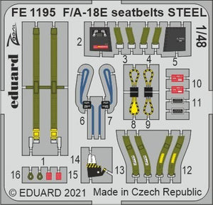 Ceintures de sécurité Eduard FE1195 F/A-18E en acier MENG 1/48