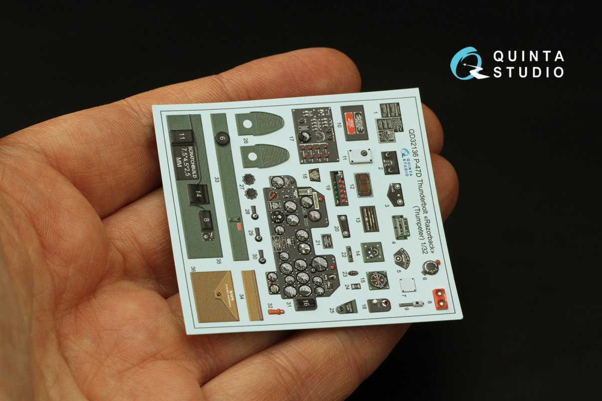 Intérieur imprimé en 3D et coloré sur papier décalcomanie Quinta Studio QD32136 P-47D Razorback (Trumpeter) 1/32 – image 2