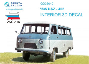 Quinta Studio QD35040 UAZ-452 Intérieur imprimé en 3D et coloré sur papier décalque (Zvezda) 1/35