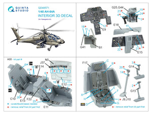 Intérieur imprimé en 3D et coloré sur papier décalcomanie Quinta Studio QD48571 AH-64A (Hasegawa) 1/48 – immagine 12