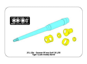 Canon Aber 35L-028n 88 mm KwK36/L56 pour char allemand Tiger I, Ausf. E - avec frein de bouche tardif (1/35) – imagen 5