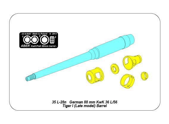 Canon Aber 35L-028n 88 mm KwK36/L56 pour char allemand Tiger I, Ausf. E - avec frein de bouche tardif (1/35) – imagen 5