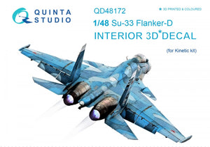 Intérieur imprimé en 3D et coloré sur papier décalcomanie Quinta Studio QD48172 Su-33 (pour kit Kinetic) 1/48