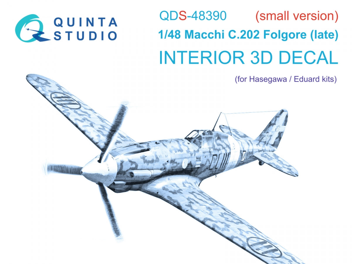 Quinta Studio QDS-48390 Macchi C.202 Folgore Late Intérieur imprimé en 3D et coloré sur papier décalcomanie (Hasegawa/Eduard) (Petite version) 1/48