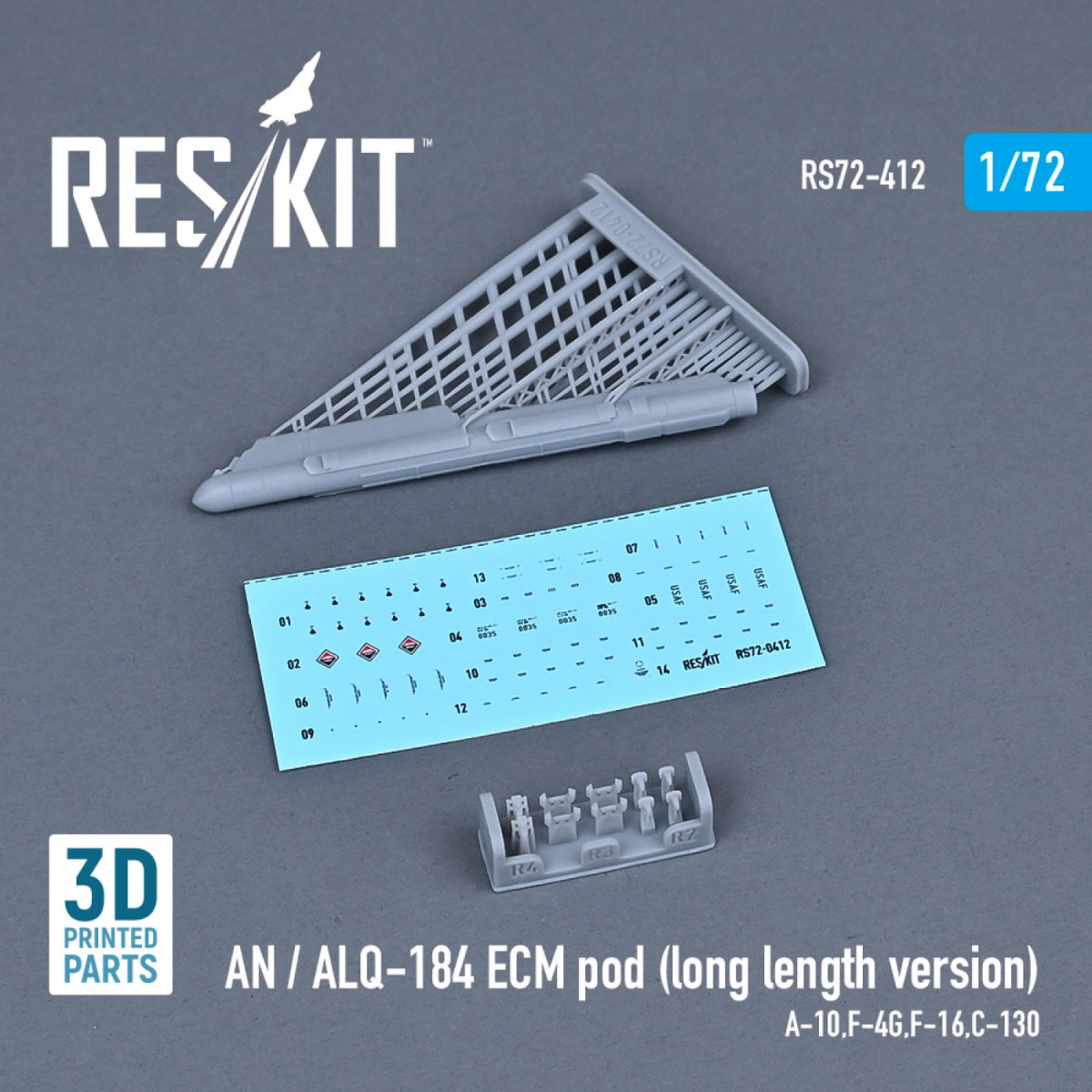RESKIT RS72-0412 AN / ALQ-184 ECM POD (VERSION LONGUE) (IMPRIMÉE EN 3D) 1/72 – image 2