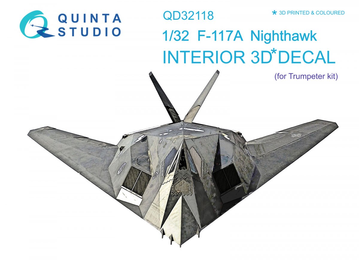 Intérieur imprimé en 3D et coloré sur papier décalcomanie Quinta Studio QD32118 F-117A (Trumpeter) 1/32