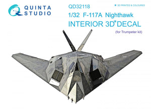 Intérieur imprimé en 3D et coloré sur papier décalcomanie Quinta Studio QD32118 F-117A (Trumpeter) 1/32