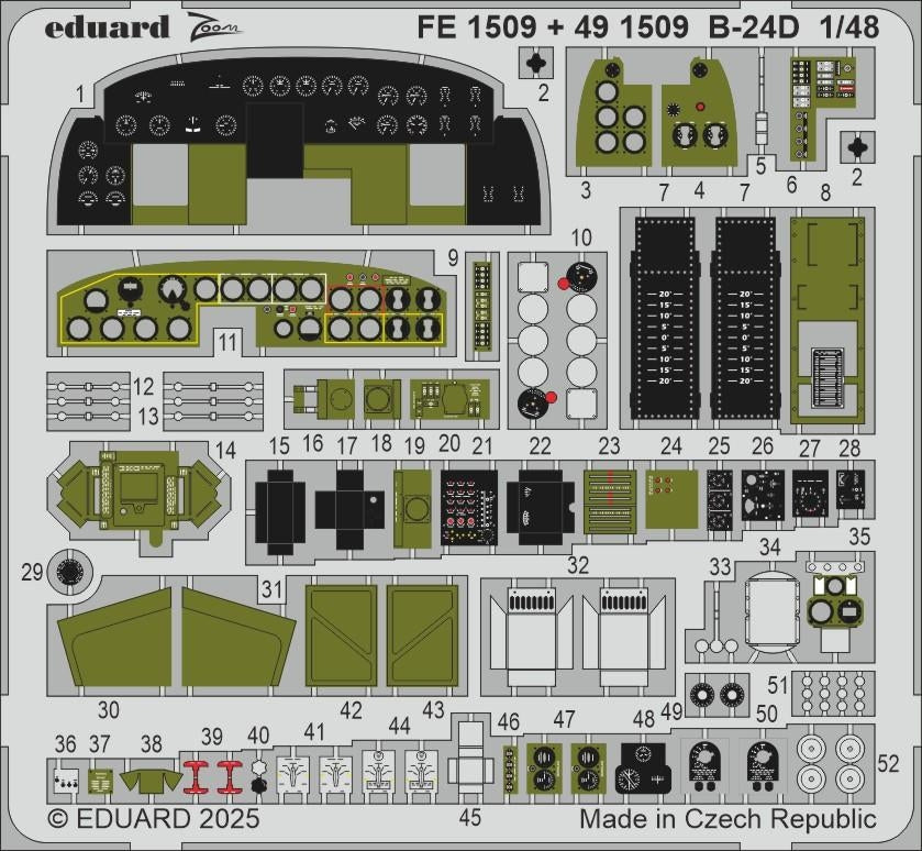 Eduard 491509 B-24D cockpit et moteurs HOBBY BOSS 1/48 – immagine 2