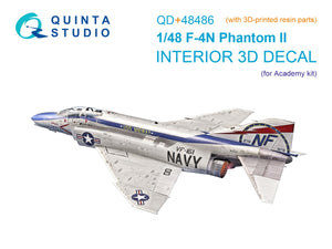 Intérieur imprimé en 3D et coloré du F-4N Phantom II de Quinta Studio QD+48486 sur papier décalcomanie (Academy) (avec pièces en résine imprimées en 3D) 1/48