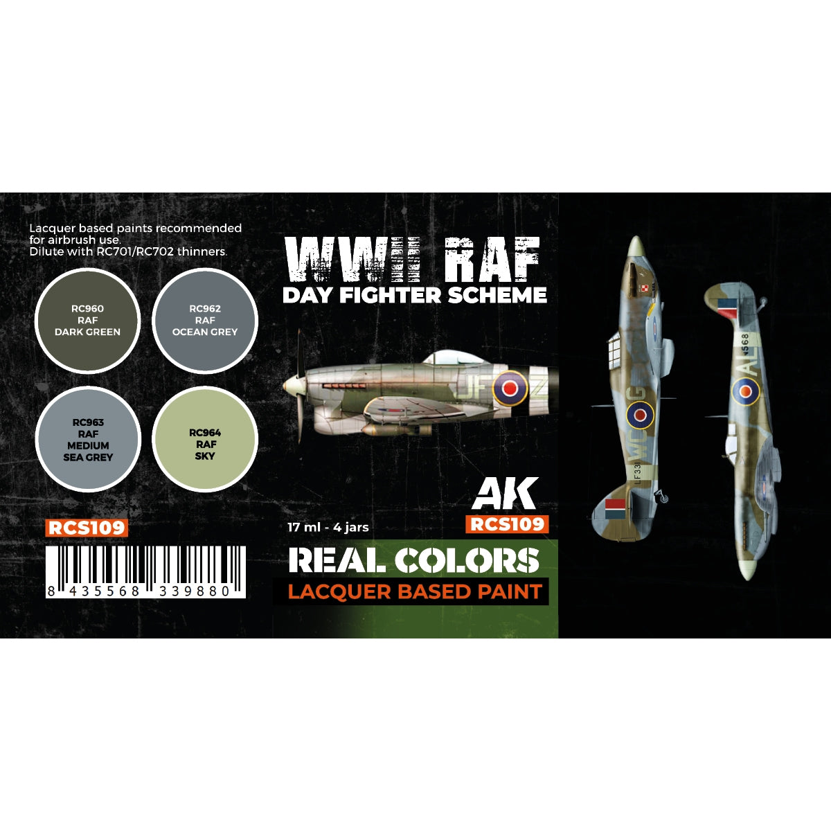 AK Interactive RCS109 WWII RAF Day Fighter Schem 4x17ml – immagine 2