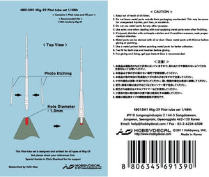 HobbyDecal MT48015V1 Mig-29 jeu de tubes de Pitot 1/48 – image 2