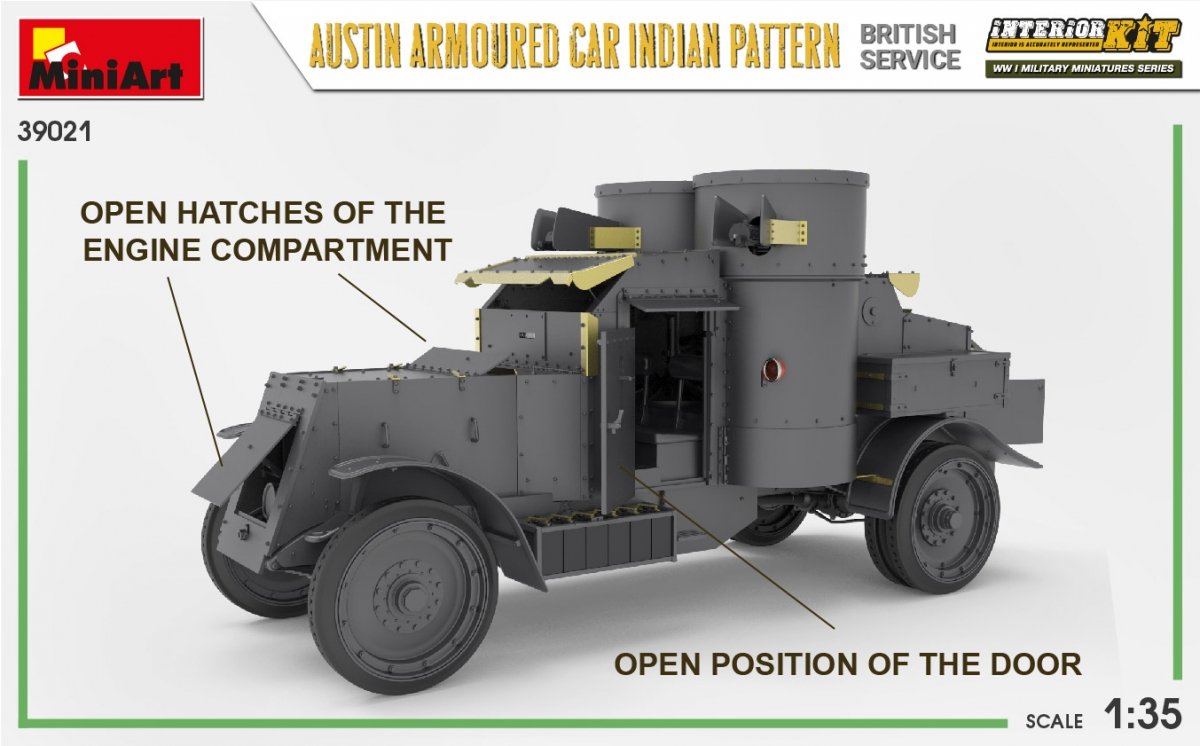 Miniart 39021 Voiture blindée Austin, modèle indien. Service britannique. Maquette intérieure 1/35 – Bild 6