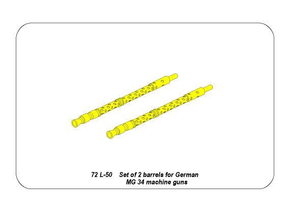 Aber 72L-50 Ensemble de 2 canons pour mitrailleuses allemandes MG34 (1/72) – image 4