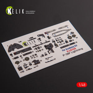 KELIK K48108 P-38F « Lightning » - décalcomanies 3D intérieures pour maquette Academy au 1/48