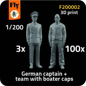 Fly F200002 3x German captain + 100x sailor figures with boater caps 1/200