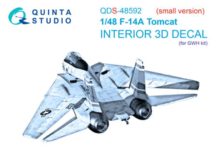 Intérieur imprimé en 3D et coloré sur papier décalcomanie Quinta Studio QDS-48592 F-14A Tomcat (GWH) (Petite version) 1/48