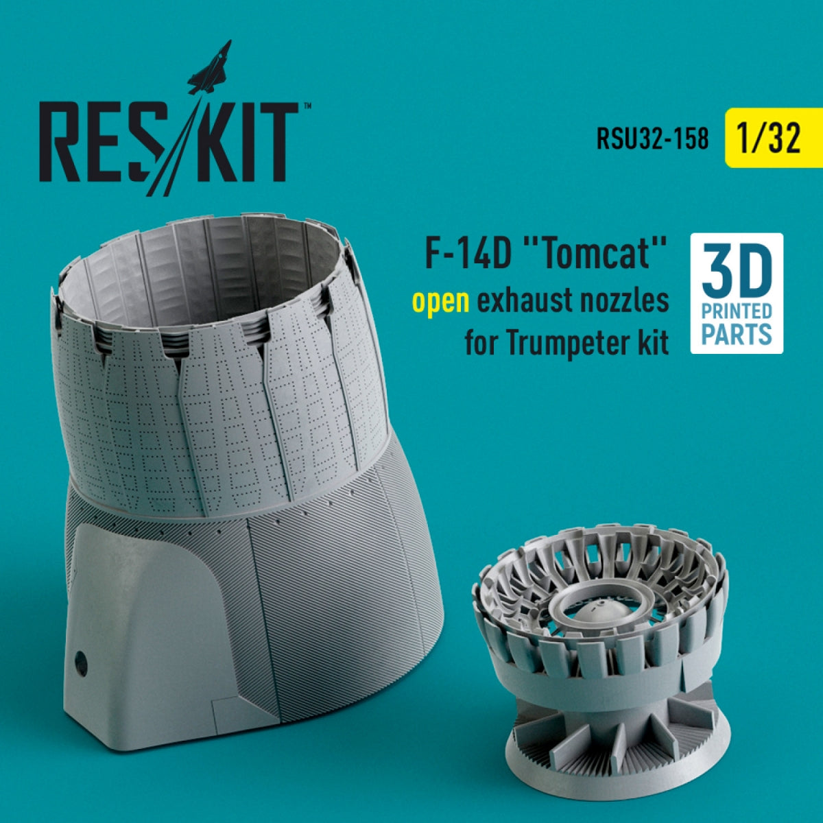 RESKIT RSU32-0158 Tuyères d&amp;#39;échappement ouvertes pour maquette Trumpeter F-14D Tomcat (Impression 3D) 1/32 – image 2