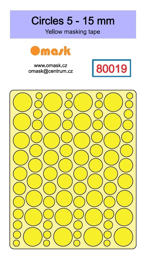 Omask 80019 Cercles 5 - 15 mm (ruban de masquage jaune) 