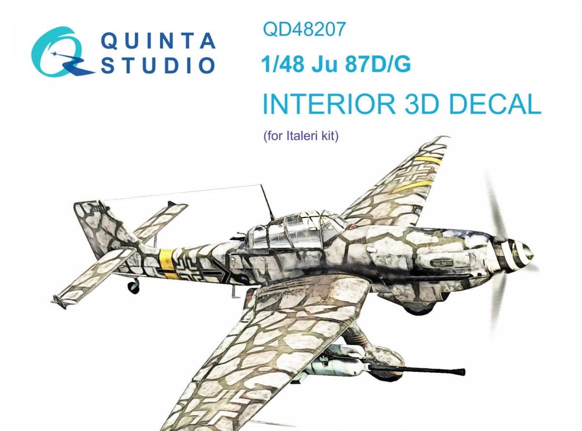 Intérieur imprimé en 3D et coloré sur papier décalcomanie Quinta Studio QD48207 Ju 87D/G (Italeri) 1/48