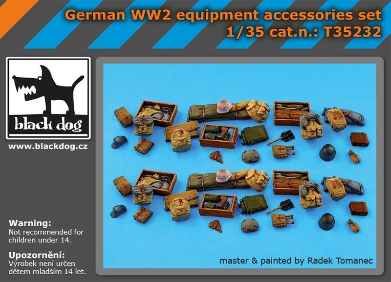 Ensemble d'accessoires d'équipement allemand de la Seconde Guerre mondiale Black Dog T35232, échelle 1/35
