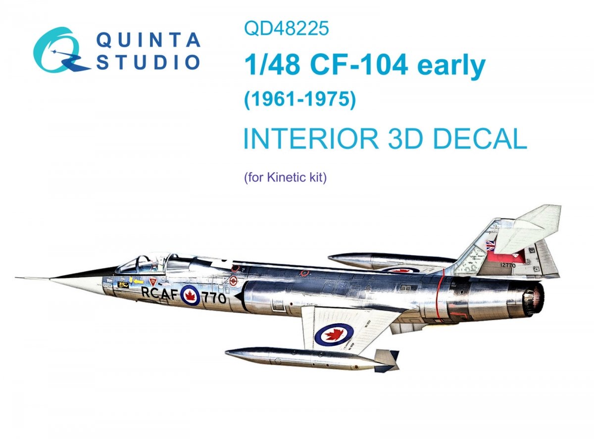 Quinta Studio QD48225 CF-104 Early 3D-Printed &amp; colored Interior on decal paper (Kinetic) 1/48
