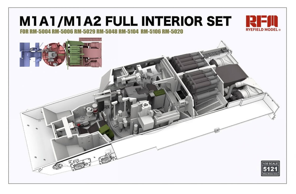 Rye Field Model 5121 M1A1 / M1A2 Abrams Ensemble intérieur complet 1/35