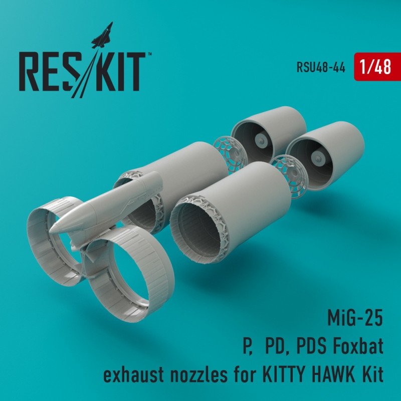 RESKIT RSU48-0044 Buses d&amp;#39;échappement Foxbat pour MiG-25 P, PD, PDS, kit Kitty Hawk 1/48