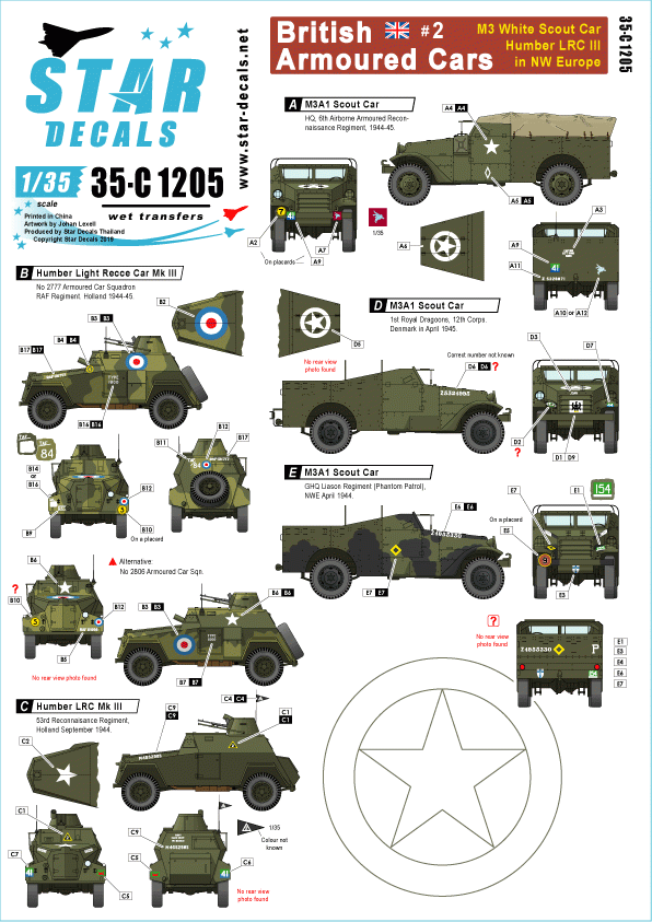 Star Decals 35-C1205 Voitures blindées britanniques n° 2 1/35