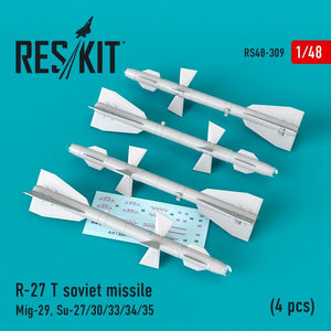 RESKIT RS48-0309 Missile soviétique R-27 T (4 pièces) 1/48