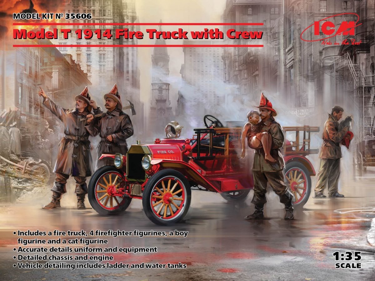 Camion de pompiers ICM 35606 Modèle T 1914 avec équipage 1/35