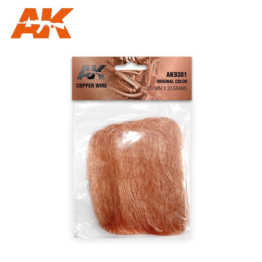 Fil de cuivre AK Interactive AK9301, diamètre 0,07 mm, poids 20 g. Couleur d&amp;#39;origine.