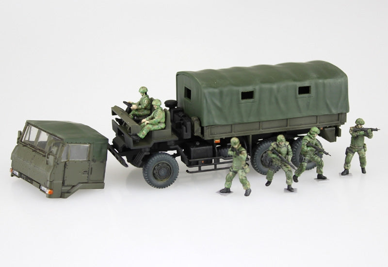 Camion Aoshima 01208 JGSDF 3 1/2t avec blindage additionnel et 6 figurines, échelle 1/72 – image 4