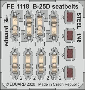 Ceintures de sécurité Eduard FE1118 B-25D en acier, échelle 1/48, Revell