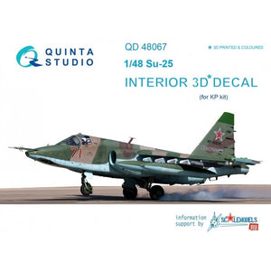Intérieur imprimé en 3D et coloré sur papier décalcomanie Quinta Studio QD48067 Su-25 (pour kit KP) 1/48