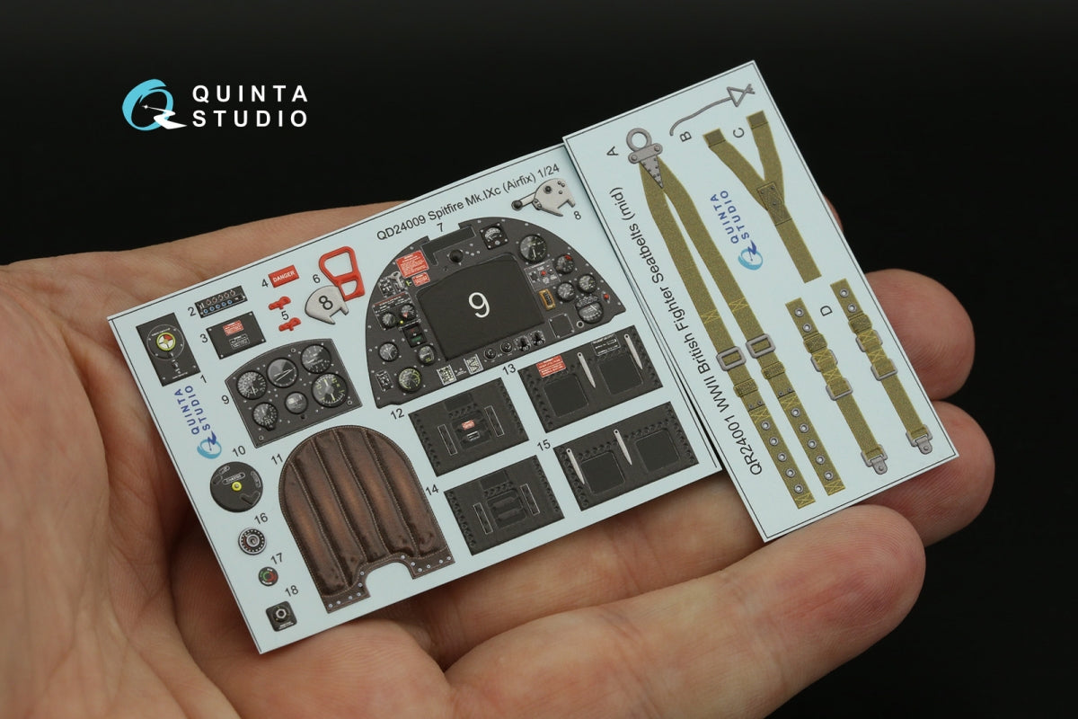 Intérieur imprimé en 3D et coloré sur papier décalcomanie pour Spitfire Mk.IXc (Airfix) Quinta Studio QD24009, échelle 1/24  – immagine 9