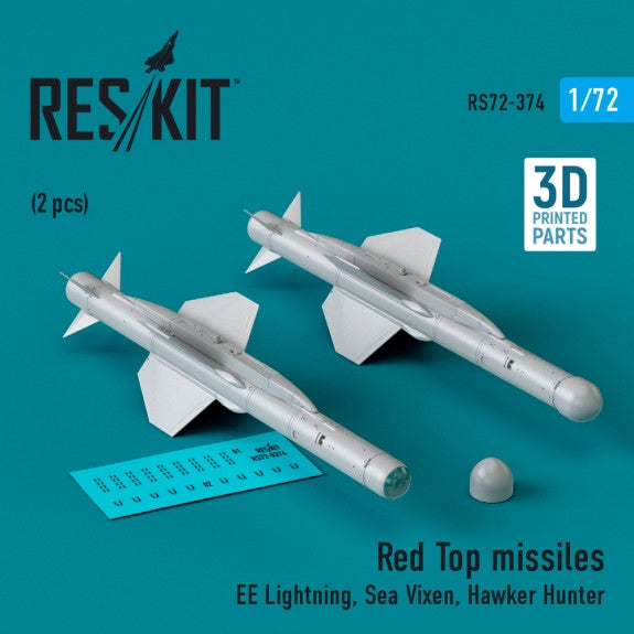 Missiles RESKIT RS72-0374 Red Top (2 pièces) (Impression 3D) 1/72