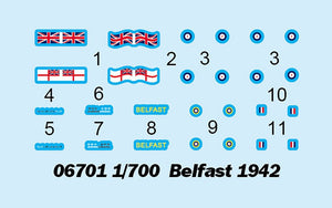 Trumpeter 06701 Croiseur léger Belfast de la Royal Navy 1942 1/700 – immagine 3