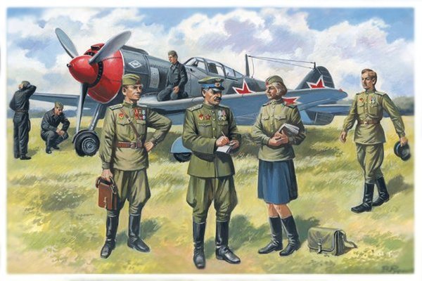 ICM 48084 Pilotes et personnel au sol de l&amp;#39;armée de l&amp;#39;air soviétique (1943-1945) (1/48)