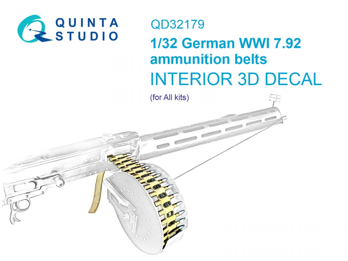 Quinta Studio QD32179 Bandes de munitions allemandes de calibre 7,92 mm (Première Guerre mondiale) (Tous les kits) 1/32