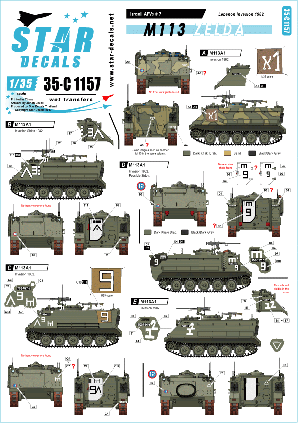 Star Decals 35-C1157 Véhicules blindés israéliens 7 1/35