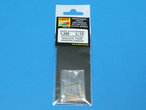 Aber 350L-12 Ensemble de 12 canons de 150 mm pour navires allemands : Bismarck, Tirpitz, Scharnhorst, Gneisenau (1/350)  – Bild 4
