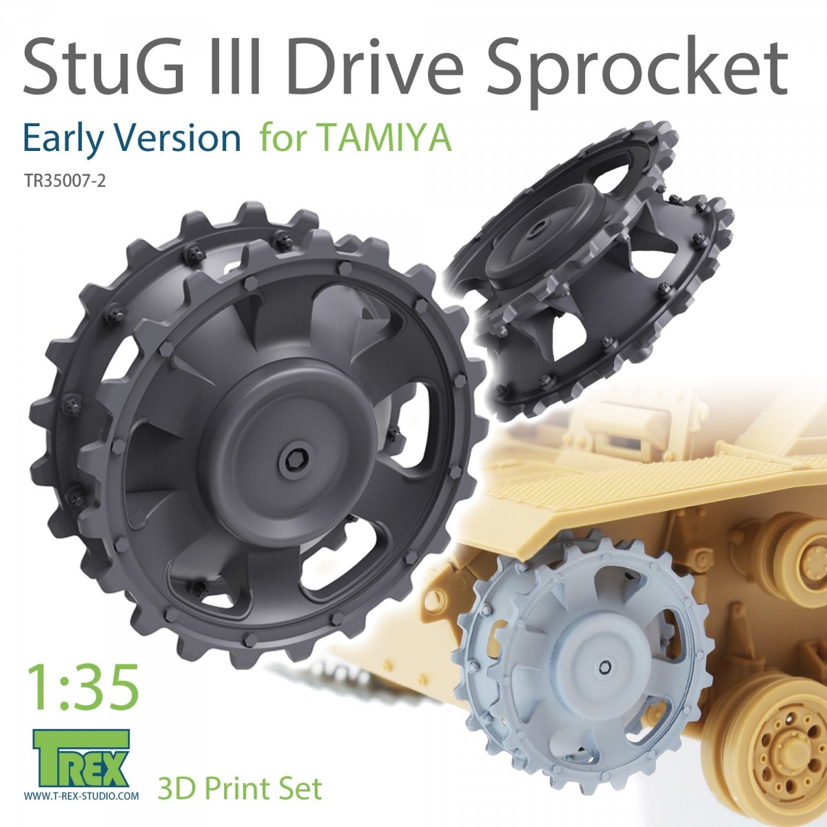 Kit de pignons T-Rex Studio TR35007-2 Stug III (version initiale) pour TAMIYA 1/35 