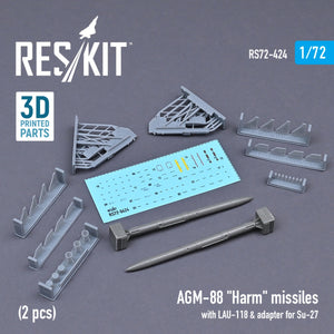 RESKIT RS72-0424 MISSILES AGM-88 « HARM » AVEC LAU-118 ET ADAPTATEUR POUR SU-27 (2 PIÈCES) 1/72 – Bild 2