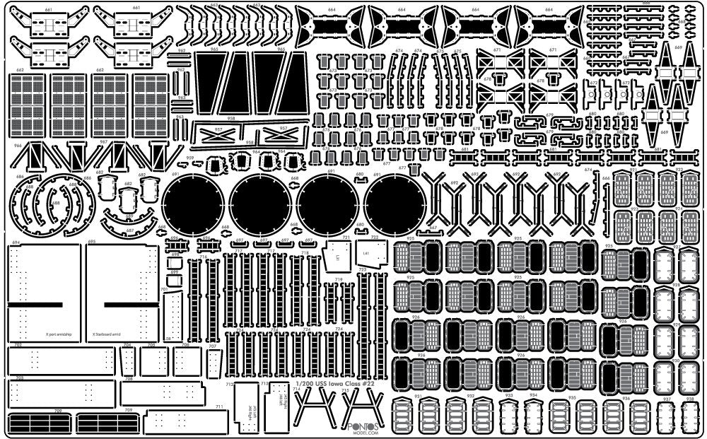 Pontos 23004F1 USS BB-61 Iowa 1944 Ensemble de détails (Pont en bois teinté teck) (1/200) – immagine 20