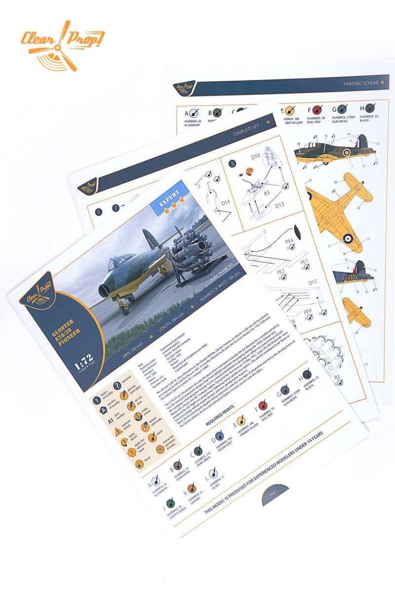 Clear Prop! CP72001 GLOSTER E28/39 PIONEER EXPERT KIT 1/72 – zdjęcie 6